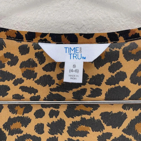 Time & Tru  Leopard Print Long‎ Sleeve Dress Small - Picture 3 of 5